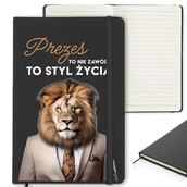 Notesy i bloczki - Notes Notatnik Czarny w Linię Z Gumką PREZES TO STYL ŻYCIA Zabawne Wzory - miniaturka - grafika 1