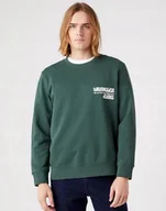 Bluzy męskie - WRANGLER SLOGAN CREW SYCAMORE GREEN W667ILG49 XL - miniaturka - grafika 1