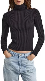 Pepe Jeans Damski sweter Dalia z zawijanym kołnierzem, czarny (czarny), XS - Swetry damskie - miniaturka - grafika 1