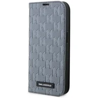 Etui i futerały do telefonów - Karl Lagerfeld KLBKP14LSAKLHPG iPhone 14 Pro 6.1" bookcase srebrny/silver Saffiano Monogram - miniaturka - grafika 1