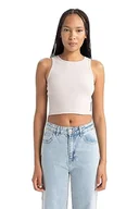 Koszulki i topy damskie - DeFacto Damski top typu crop top, sportowy top damski, modny top damski, sportowy styl, wszechstronne łączenie, beżowy, XXL - miniaturka - grafika 1