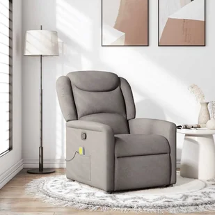 vidaXL vidaXL Rozkładany fotel masujący, taupe, obity tkaniną - Fotele - miniaturka - grafika 1