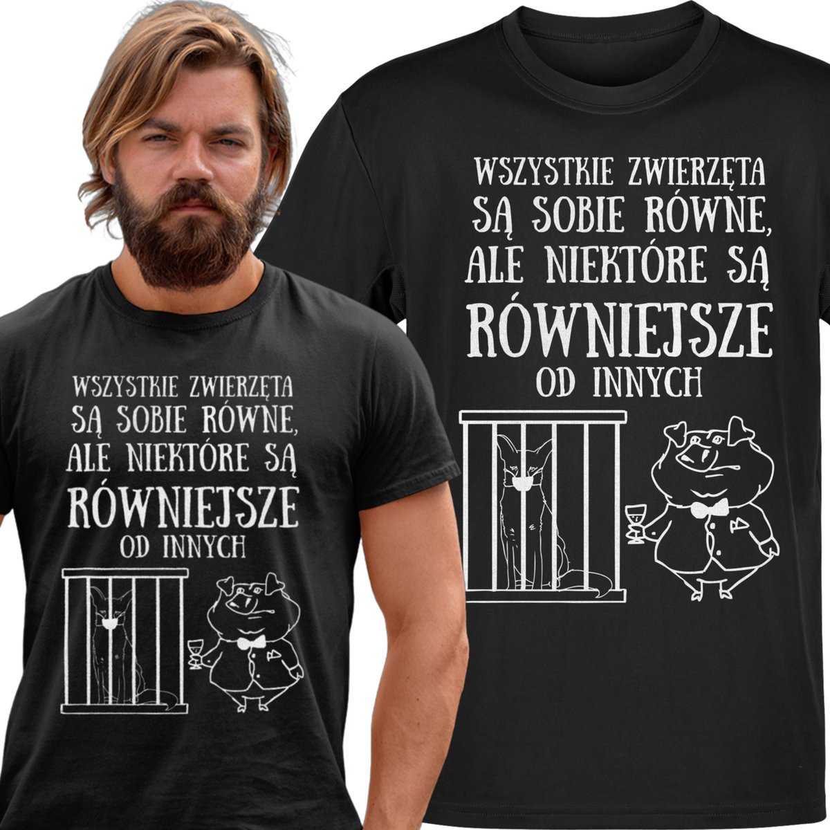 Koszulka męska Folwark Zwierzęcy Świnie Zwierzęta Są Równe Orwell M