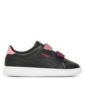 Buty dla dziewczynek - Sneakersy Puma Smash 3.0 L Glitter Velcro V Ps 395609 07 Czarny - miniaturka - grafika 1
