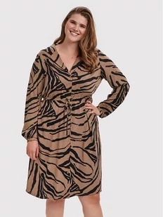 Vero Moda Curve Sukienka koszulowa Zee 10257513 Brązowy Regular Fit - Sukienki - miniaturka - grafika 1