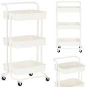 Meble fryzjerskie - Wózek pomocnik fryzjerski kosmetyczny spa do salonu półki regał na kółkach mobilny do salonu biały - miniaturka - grafika 1