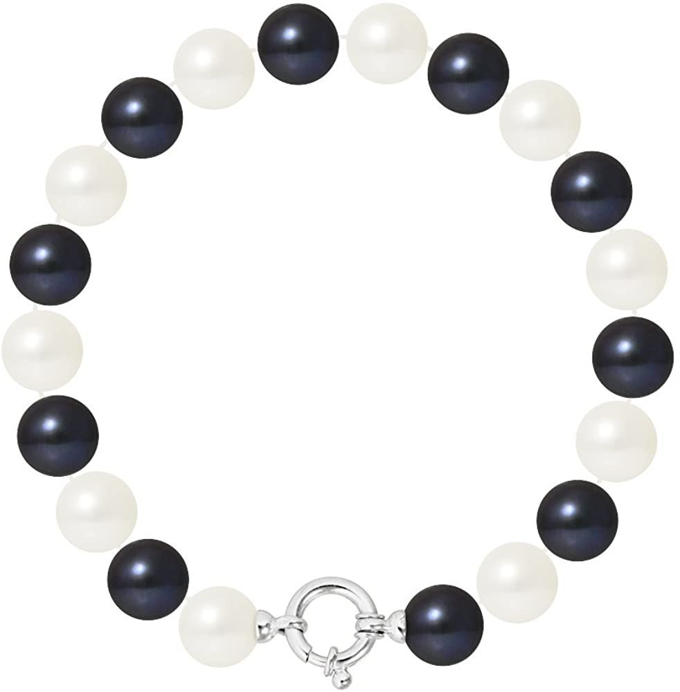 Pearls & Colors Women 925 Silver Tahiti Pearls Round Pearl Strand Bracelet