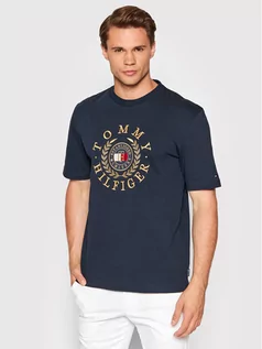 Koszulki męskie - Tommy Hilfiger T-Shirt Icon Roundle Graphic MW0MW24555 Granatowy Regular Fit - grafika 1