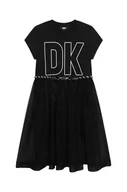 Sukienki i spódniczki dla dziewczynek - Dkny sukienka dziecięca kolor czarny midi rozkloszowana - DKNY - miniaturka - grafika 1
