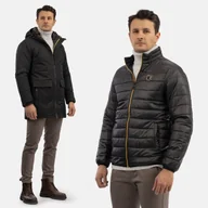 Kurtki męskie - Kurtka Męska Zimowa 2w1 Parka Z Kapturem Funkcjonalna Pikowana Czarna Repablo M 50 - miniaturka - grafika 1