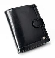 Portfele - Skórzany męski portfel Rovicky na zatrzask z ochroną RFID portmonetka na karty, czarny - miniaturka - grafika 1
