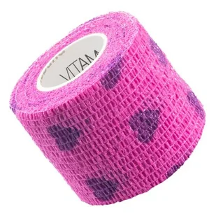 Vitammy Autoband serduszka fioletowe 5cm x 450cm Elastyczny bandaż kohezyjny samoprzylepny - Apteczki i materiały opatrunkowe - miniaturka - grafika 1
