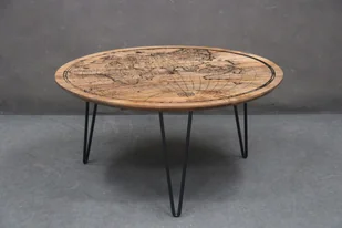 Ława Okrągła Stolik Kawowy Mapa 90 Cm B 5740 - Ławy i stoliki kawowe - miniaturka - grafika 1