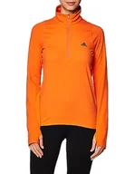 Bluzy damskie - adidas Damska bluza (Long Sleeve) Rn Fast 1/2 Zip, Semi Impact Orange, HK9019, M - miniaturka - grafika 1