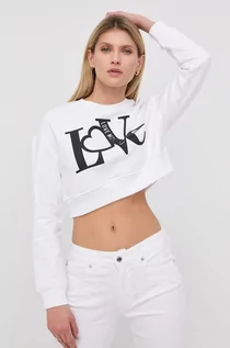 Bluzy damskie - Love Moschino bluza bawełniana damska kolor biały z nadrukiem XS;S;M;L;XS - grafika 1