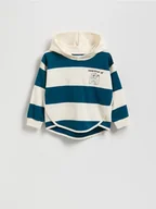 Bluzy i sweterki niemowlęce - Reserved - Bawełniana bluza z kapturem - złamana biel - miniaturka - grafika 1