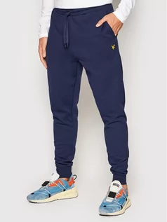 Spodnie sportowe męskie - Lyle & Scott Spodnie dresowe ML822VOG Granatowy Skinny Fit - grafika 1