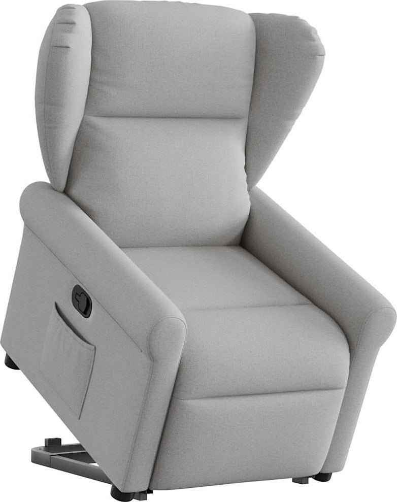 vidaXL Podnoszony fotel rozkładany, szary, obity tkaniną