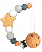 Akcesoria do smoczków - Zawieszka do smoczka w szarym kolorze handmade ekologiczna + pudełko - miniaturka - grafika 1