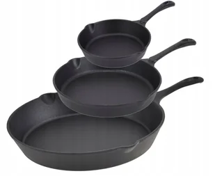 Zestaw PATELNI 30, 25, 20cm 3x PATELNIA Ciężka ŻELIWNA Głęboka INDUKCJA GAZ - Zestawy garnków i patelni Zestaw PATELNI 30, 25, 20cm 3x PATELNIA Ciężka ŻELIWNA Głęboka INDUKCJA GAZ - Zestawy garnków i patelni - miniaturka - grafika 1