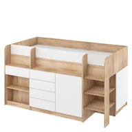 Łóżka dla dzieci i młodzieży - Łóżko Piętrowe Smile Prawe Sonoma Jasna / Biały Mat MebloCross - miniaturka - grafika 1