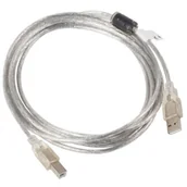 Kable USB - LANBERG LANBERG Kabel USB 2.0 AM-BM 3M Ferryt przezroczysty (CA-USBA-12CC-0030-TR) - miniaturka - grafika 1