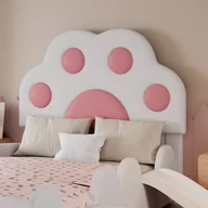 Łóżka dla dzieci i młodzieży - Wyściełane łóżko dziecięce 90x200 cm - zagłówek w kształcie kociej łapy - ze zjeżdżalnią i małymi schodkami dla dzieci - PU - biały + różowy - miniaturka - grafika 1