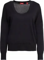 Swetry damskie - ESPRIT CZARNY SWETER BAWEŁNIANY Z OKRĄGŁYM DEKOLTEM S 6BA - miniaturka - grafika 1