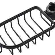 Mydelniczki i dozowniki mydła - Teleskopowa mydelniczka prysznicowa, czarna, aluminiowa, 18 x 10,5 x 4,5 cm, 1 sztuka, uchwyt na gąbkę kuchenną, kosz spustowy, bez wiercenia - miniaturka - grafika 1