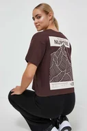 Koszulki sportowe damskie - The North Face t-shirt bawełniany kolor brązowy - miniaturka - grafika 1