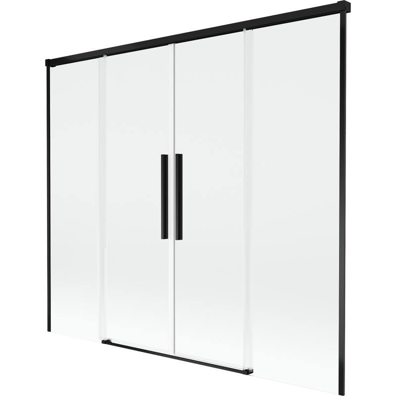 Mexen Rox parawan nawannowy 2-skrzydłowy rozsuwany 170 x 150 cm, transparent, czarny - 8C9-170-002-70-00
