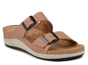 Klapki i japonki damskie - Klapki damskie skórzane regulowane wygodne beżowe Inblu PF-03-37 - miniaturka - grafika 1