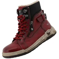 Botki damskie - Mustang Damskie sztyblety 15M0092001, czerwone, 37 EU, czerwony, 37 EU - miniaturka - grafika 1