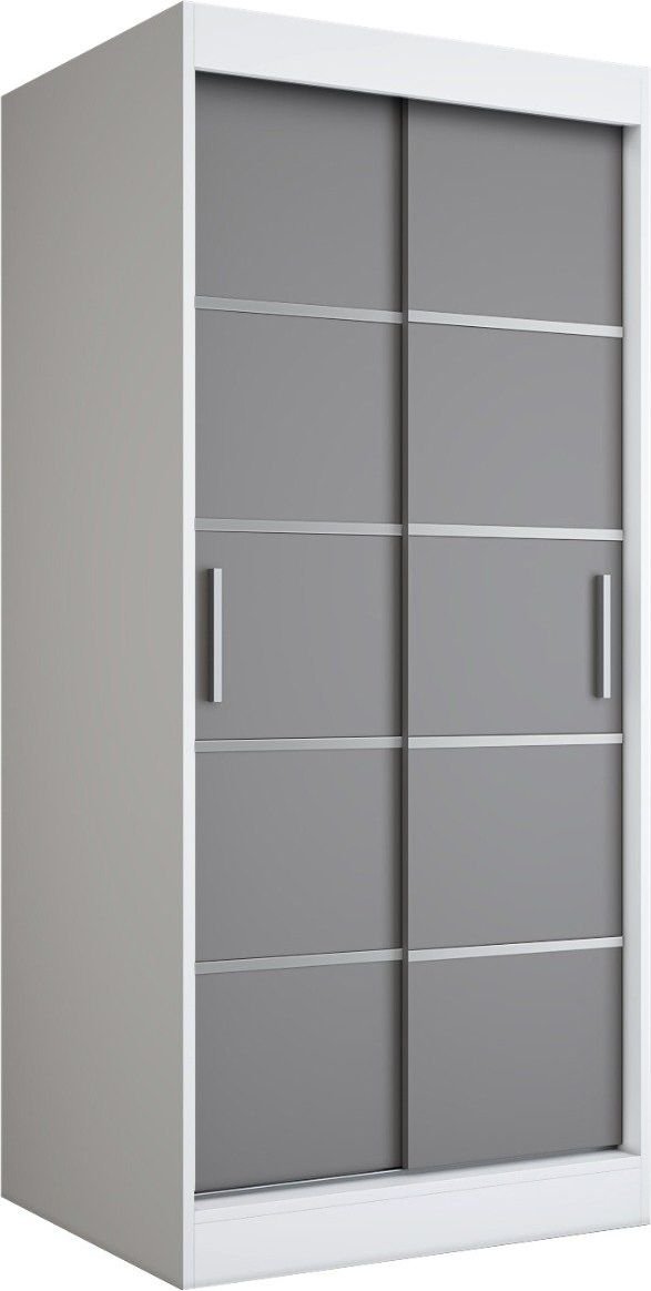 MKPOL Szafa przesuwna MODUO COMFORT 90 biała mat/antracyt z listwami