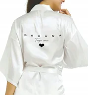 Piżamy damskie - SZLAFROK SATYNOWY BIAŁY Wieczór Panieński DRUHNA TWOJE IMIE Różne Wzory - miniaturka - grafika 1