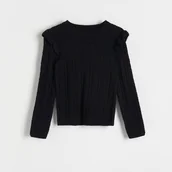 Swetry dla dziewczynek - Reserved - Ażurowy sweter - Czarny - miniaturka - grafika 1