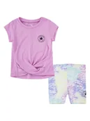 Kaftaniki dla niemowląt - Converse 2-częściowy zestaw w kolorze jasnoróżowym - miniaturka - grafika 1