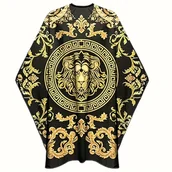 Peleryny fryzjerskie - TEMU Złota Chusta do Włosów z Wzorem Głowy Lwa - Nieprzywierający, Antystatyczny Salonowy Peleryna w Rozmiarze XXL z Czarno-Złotym Barokowym Wzorem, - miniaturka - grafika 1