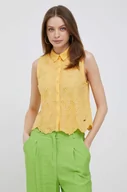 Koszule damskie - Pepe Jeans koszula bawełniana Eris damska kolor żółty regular z kołnierzykiem klasycznym - miniaturka - grafika 1