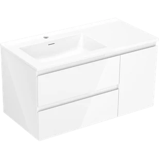 Mexen Orio szafka łazienkowa 90 cm z umywalką Otis lewą, 2S, 1D, biała połysk - 91A13-09047-3-BBFFF00-W18L00 - Szafki łazienkowe - miniaturka - grafika 1