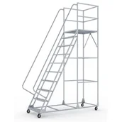 Drabiny - Mobilna drabina podestowa, stalowa, 10 stopni, wysokość platformy 2,5 m - miniaturka - grafika 1