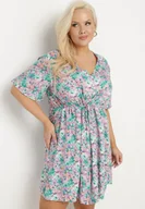 Sukienki - Miętowa Koszulowa Sukienka z Wiskozą Ozdobiona Wiązaniem Edirilira - miniaturka - grafika 1