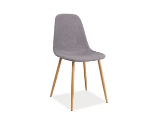 Signal Krzesło FOX stelaż metalowy kolor dąb, tapicerka szara TAP.49 - Krzesła - miniaturka - grafika 1
