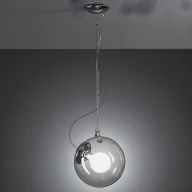 Lampy sufitowe - Srebrna wisząca lampa Miconos z kloszem ze szkła - miniaturka - grafika 1