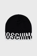 Czapki damskie - Moschino czapka z domieszką wełny kolor czarny z domieszką wełny - miniaturka - grafika 1