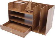 Przyborniki na biurko - Drewniany organizer na biurko z szufladą na długopisy, pojemnik na czasopisma (wiśnia) - miniaturka - grafika 1