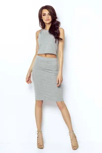 Szara Spódnica Ołówkowa Bodycon Midi - Spódnice - miniaturka - grafika 1