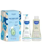 Kosmetyki kąpielowe dla dzieci - MUSTELA Zestaw Soft Baby Care: Delikatny żel do mycia, 500ml + Delikatny szampon, 500ml - miniaturka - grafika 1