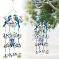 Rękodzieło - TEMU 1 Zestaw DIY Diamond Painting Hummingbird Wind Chime Kit - Błękitne i pomarańczowe wróżki z kolorowymi kwiatami, akrylowa 5D , idealna do - miniaturka - grafika 1