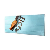 Tablice i flipcharty - Płyta szklana do kuchni + klej Serca nuty 125x50 cm - miniaturka - grafika 1